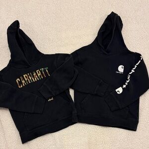 Carhartt Kids Black Hoodies with Logo and Camo Accent